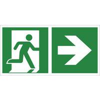 Rettungszeichen ISO 7010, 400 x 200 mm, Rettungsweg (rechts) + Richtungspfeil rechts