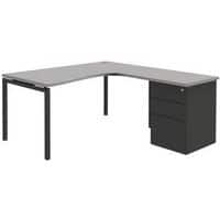 Bureau compact avec caisson - Gris clair - Open