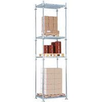 exemple de configuration d'un rack Manurack comprenant, de bas en haut :- 1 rack Manurack (1 plateau + 4 pieds)- 4 chandelles hauteur 2100 mm (en option)- 1 rack Manurack (1 plateau + 4 pieds)- 4 