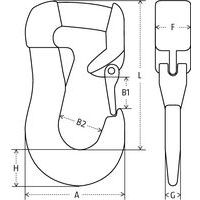 A = Largeur hors toutB1 = OuvertureB2 = Patère ØF = ÉpaisseurH = Talon hauteurL = Hauteur hors tout