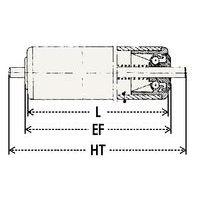 - L : rouleau longueur- EF : rouleau longueur + 6 mm- HT : longueur hors tout = rouleau longueur + 30 mm