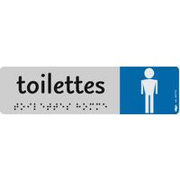 Plaque de signalisation en braille avec pictogramme 45 x 170 mm - Toilette homme