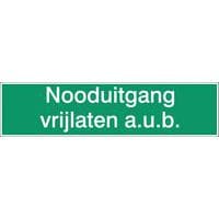 Schild für Evakuierung und Rettung - „Notausgang, bitte freihalten“ - starr