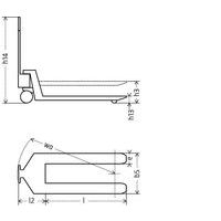 b5 : Fourches écartement ext.e : Fourche largeurwa : Angle de braquagel : Fourche longueurl2 : Longueur charioth14 : Hauteur hors touth13 : Hauteur de levée minih3 : Hauteur de levée maxi