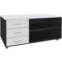 Sideboard mit Rollen, Hochglanzgriff, 3 Schubladen, Urban