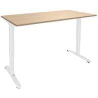 Bureau électrique ergonomique en chêne clair/blanc Nivo