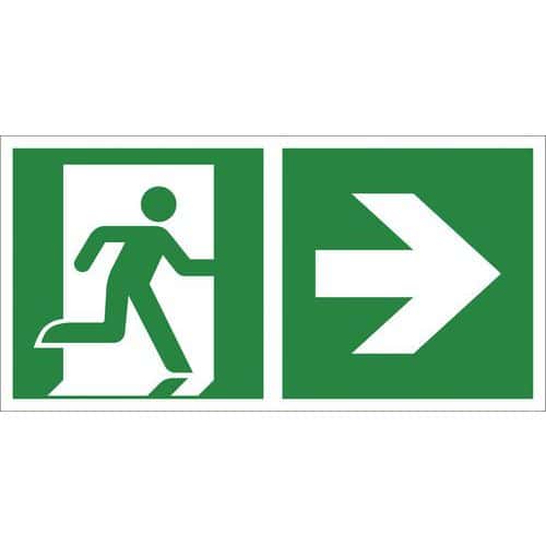 Rettungszeichen ISO 7010, 400 x 200 mm, Rettungsweg (rechts) + Richtungspfeil rechts