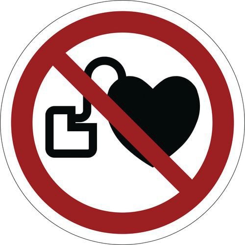 Panneau d'interdiction ISO 7010, Interdit aux personnes porteuses d'un stimulateur cardiaque, PVC, Autocollant