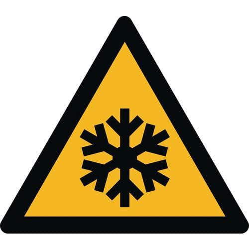 Warnzeichen ISO 7010, Warnung vor niedriger Temperatur/Frost, Kunststoff-Folie, selbstklebend