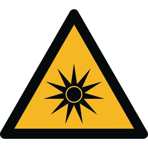 Panneaux de danger ISO 7010, Danger rayonnement optique, PVC, Autocollant