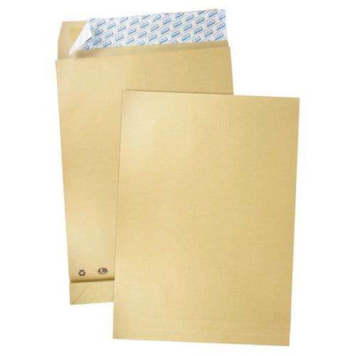 Pochette kraft armé brun 130 g - À soufflets - Paquet de 50