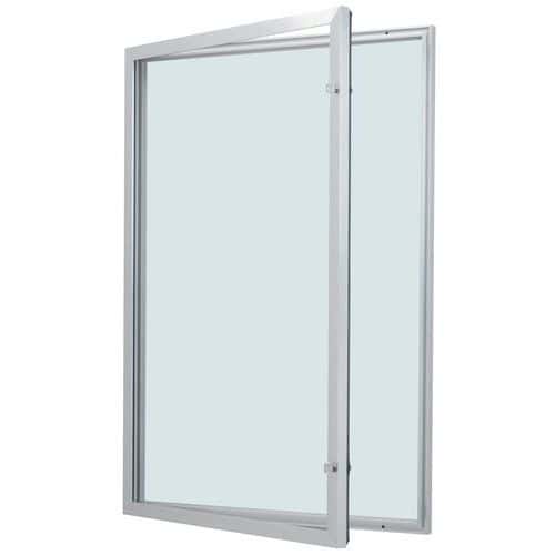 Vitrine d'exterieur porte battante - Fond aluminium - Porte en verre de sécurité - Serrure différente