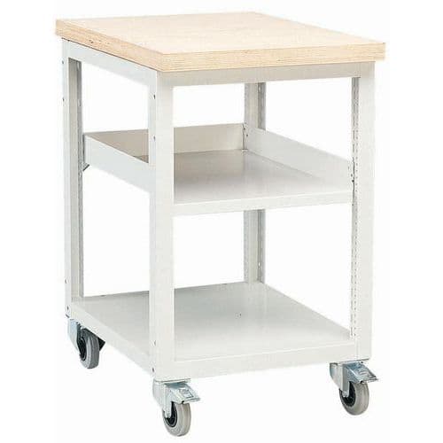 Établi mobile Modul - 2 tablettes, largeur 52 cm