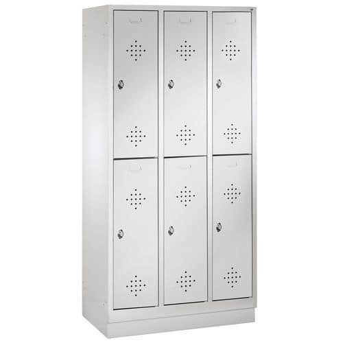 Schrank, Spind Serie S2000 Classic, mit zwei Fächern und Sockel