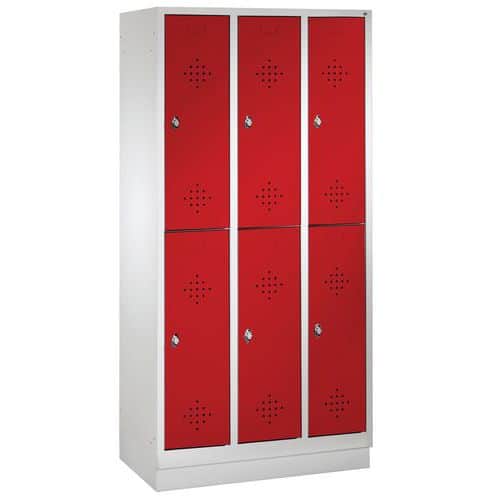 Schrank, Spind Serie S2000 Classic, mit zwei Fächern und Sockel