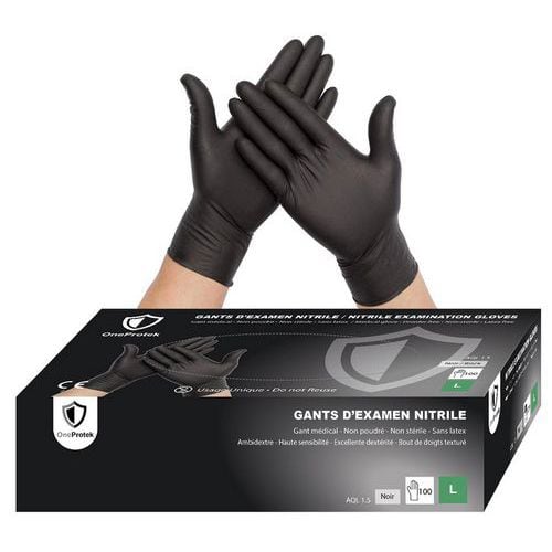 Gants d'examen Nitrile - Noir - OneProtek