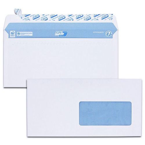 Enveloppe blanches 90 g/m² fenêtre 45x100mm - Boîte de 200