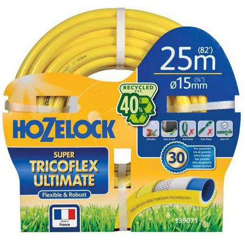 Set d'arrosage Super Tricoflex Ultimate jaune ø15mm x 20m - Hozelock