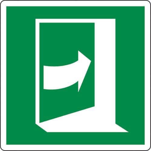 Fluchtwegschild - Tür rechts aufdrücken - selbstklebend