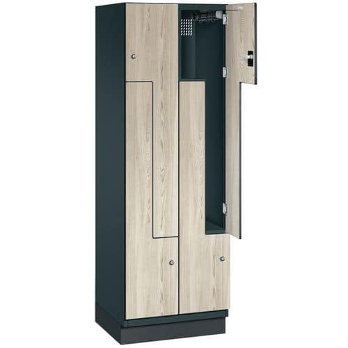 Vestiaire porte L bois - 2 à 6 cases largeur 150 mm - Sur socle - CP