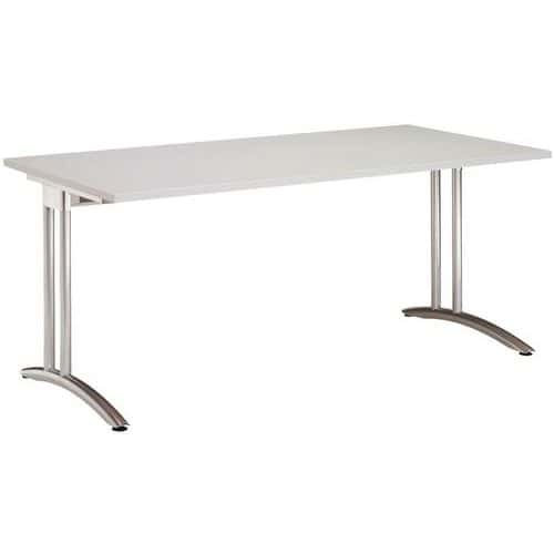 Bureau droit Miro - Pieds fixes - Gris clair