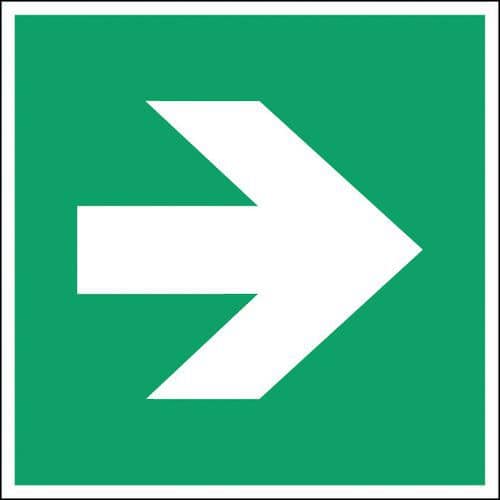 Sicherheits- und Fluchtwegschild, viereckig - Richtungspfeil rechts - steif