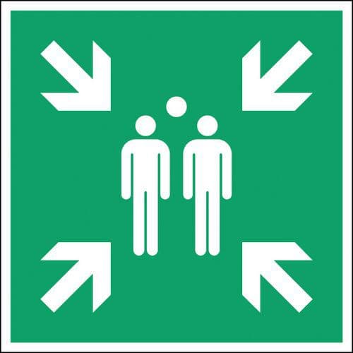 Sicherheits- und Fluchtwegschild, viereckig - Sammelstelle - steif