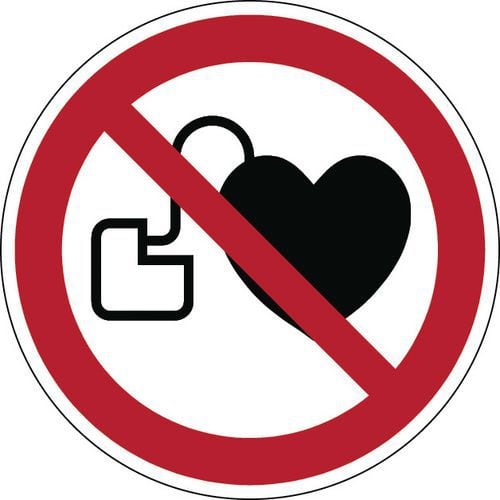 Panneau interdiction rond - Interdit aux personnes porteuses d'un stimulateur cardiaque - Rigide