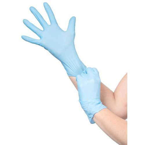 Gants jetables 1131 en nitrile non poudré longue manchette - Weesafe