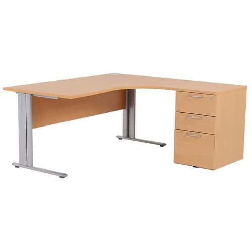 Bureau compact avec caisson - Hêtre - Manutan Expert