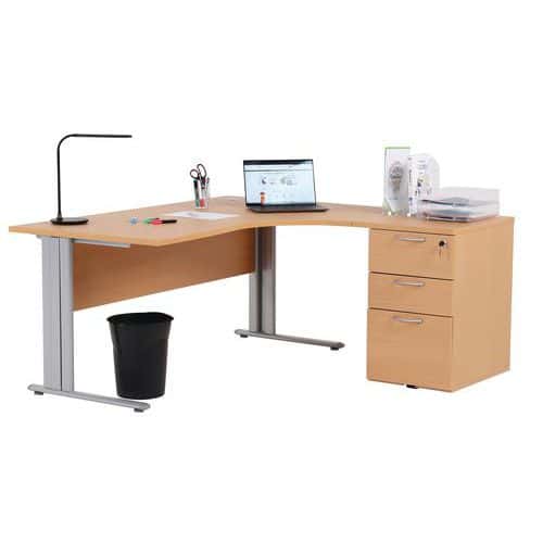 Bureau compact avec caisson - Hêtre - Manutan Expert