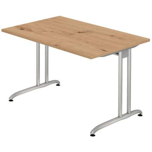 Bureau chêne noueux 120cm piètement alu - Gamme Miro