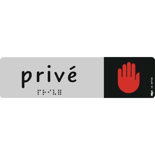 Plaque de signalisation en braille avec pictogramme 45 x 170 mm - Privé