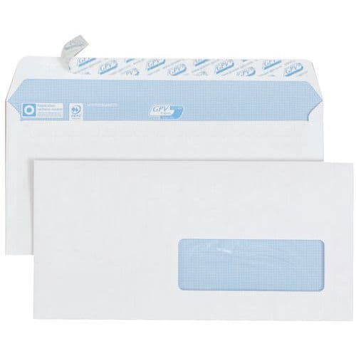 Enveloppe blanche avec fenêtre 90 g - Boîte de 500