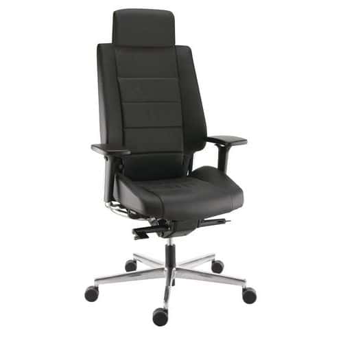 Fauteuil ergonomique avec tétière en cuir ou tissu - 24 heures