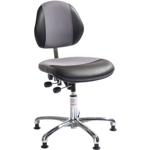 Werkstattstuhl DUO - Lederimitat und 3D-Stoff - Niedrig - Global Professional Seating