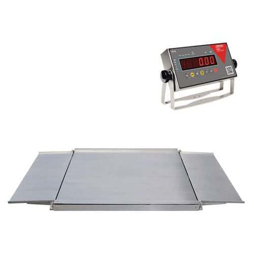 Plate-forme de pesage INOX + 2 rampes d'accès de 1500 et 3000 kg