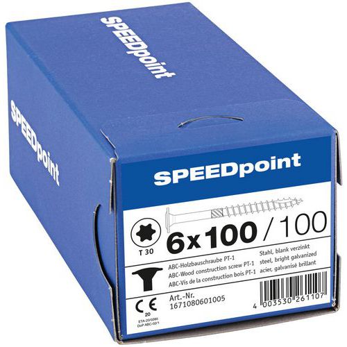 Boite de 200 vis tête disque à bois TX Ø 6 mm - SpeedPoint