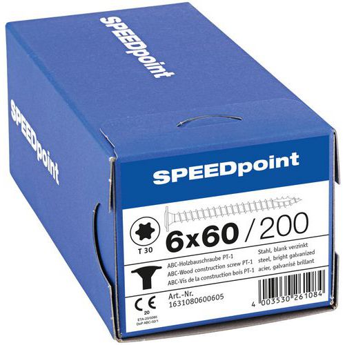 Boite de 200 vis tête disque à bois TX Ø 6 mm - SpeedPoint