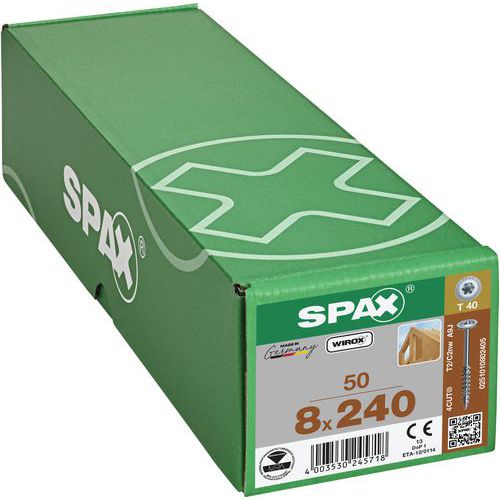 Packung mit 50 Holzbauschrauben Ø 8 mm mit Tellerkopf TX – Spax