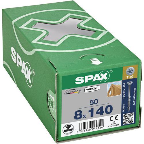 Packung mit 50 Senkkopf-Holzbauschrauben TX Ø 8 mm – Spax