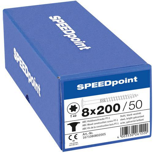 Packung mit 50 Tellerkopf-Holzbauschrauben TX Ø 8 mm – SpeedPoint