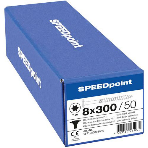 Packung mit 50 Tellerkopf-Holzbauschrauben TX Ø 8 mm – SpeedPoint