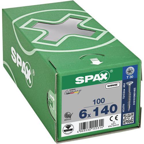 Packung mit 100 Senkkopf-Universalschrauben mit T-Star-Plus-Antrieb TX Ø – Spax