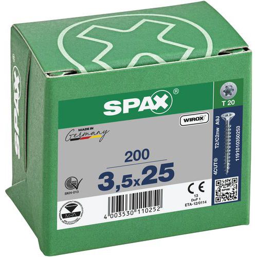 Packung mit 200 Senkkopf-Universalschrauben mit T-Star-Plus-Antrieb TX Ø – Spax