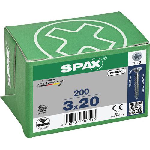 Packung mit 200 Senkkopf-Universalschrauben mit T-Star-Plus-Antrieb TX Ø – Spax