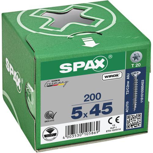 Packung mit 200 Senkkopf-Universalschrauben mit T-Star-Plus-Antrieb TX Ø – Spax