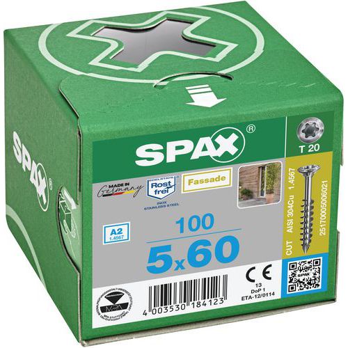 Packung mit Linsenkopf-Fassadenschrauben TX Ø 4,5 bis 5 mm – Spax