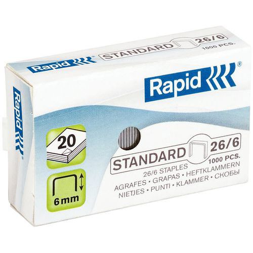 Agrafes Standard 26/6 lot de 1000 - Rapid