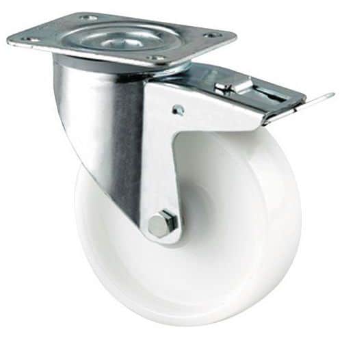 Roulette pivotante à platine et frein - Force 350 kg maxi